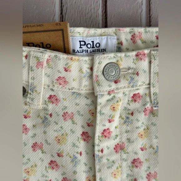 Polo Ralph Lauren Girls Floral Print Wide-Leg Jeans Multi Size 6X NWT - Picture 4 of 9